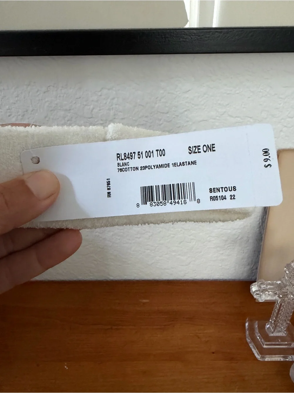Lacoste White Terry Headband with Crocodile Logo